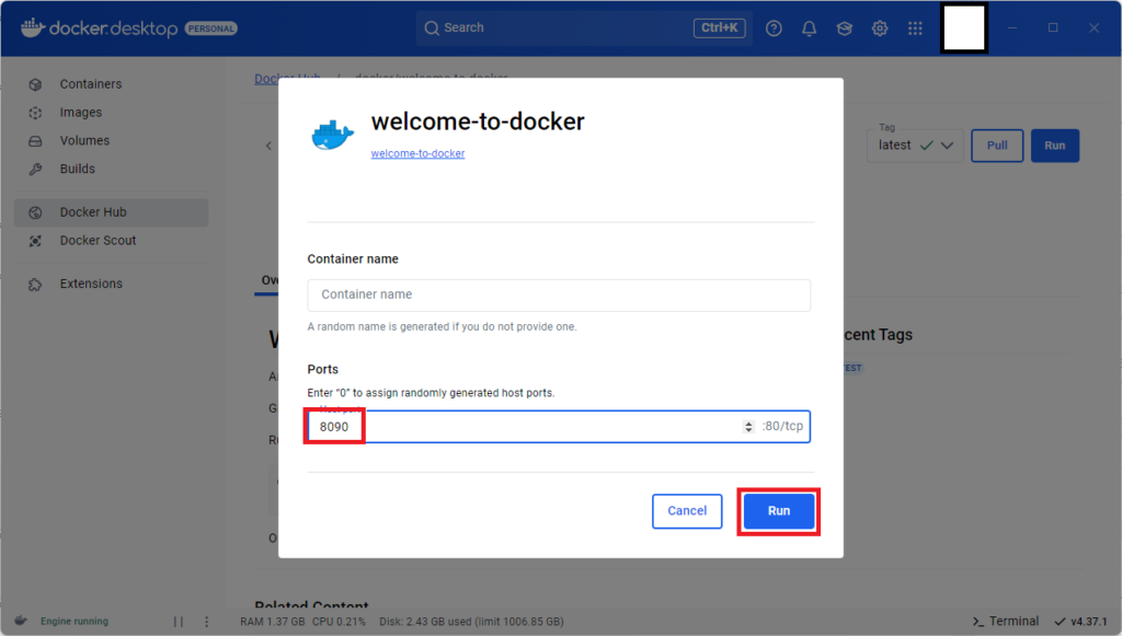 Dockerの「welcome-to-docker」を動かしてみた